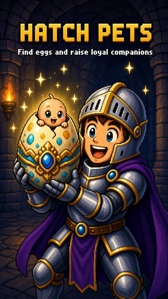 A knight hatching a pet from a glowing egg
